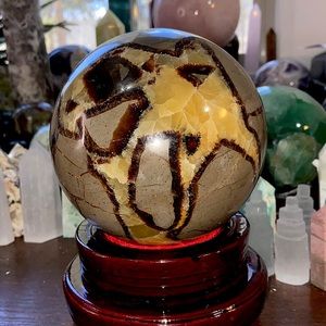 Huge Septarian Dragons Egg Crystal Sphere! Weighs 7.9 lbs!